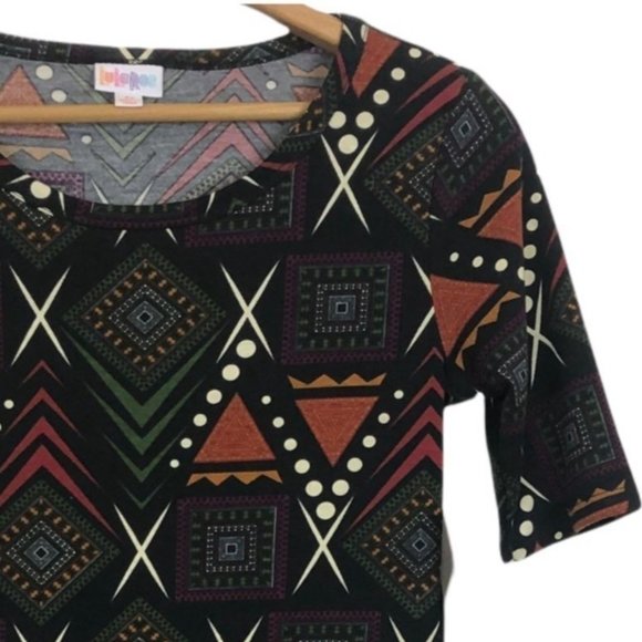 New LuLaRoe Julia Dress Tribal Pattern Black Geometric Designs NWT Size XS - Picture 1 of 8